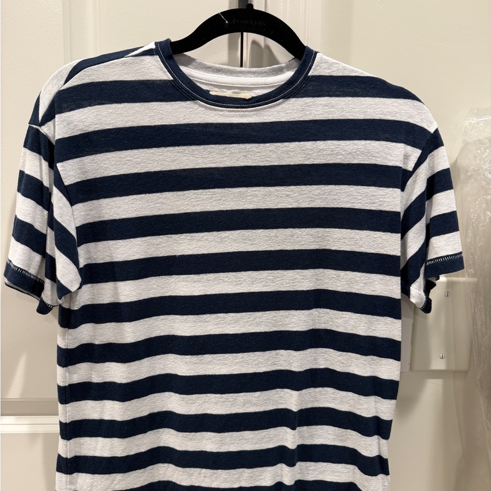 Madewell Women’s Striped Navy and White Crewneck Shirt XXS